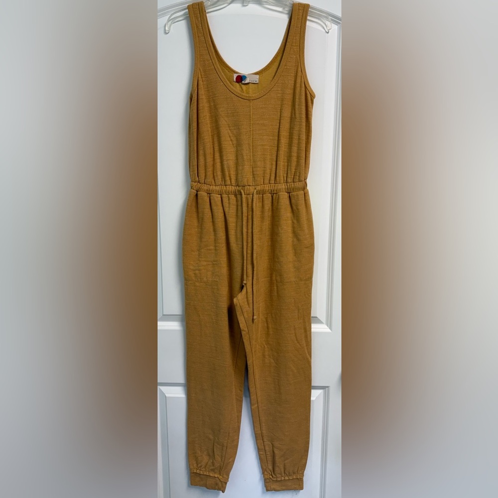 Free People Beach Bicoastal Jumpsuit Women's Yellow Drawstring Lounge sz XS - Picture 2 of 13